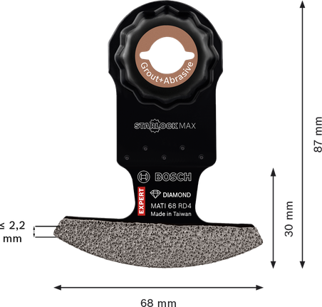 EXPERT Corner Blade MATI 68 RD4 멀티툴 블레이드 68 x 30mm Bosch EXPERT 코너 블레이드 MATI 68 RD4 다이아몬드 멀티툴 블레이드.