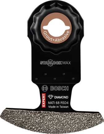 EXPERT Corner Blade MATI 68 RSD4 멀티툴 블레이드 68 x 10mm Bosch EXPERT 코너 블레이드 MATI 68 RSD4는 그라우트 및 연마재 절단에 사용됩니다.