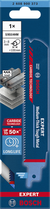 EXPERT ‘Medium-Thick Tough Metal’ S 955 HHM 컷소날 1종 Bosch 왕복톱 톱날 S 955 HHM 3~8 mm 견고한 금속.