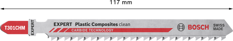 EXPERT Plastic Composites clean T301CHM 직쏘날, 3개 Bosch EXPERT 플라스틱 복합재 세척 T301CHM 카바이드 톱날.
