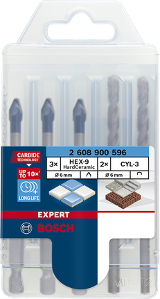 Bosch HEX-9 하드세라믹 6mm 드릴 비트 세트.