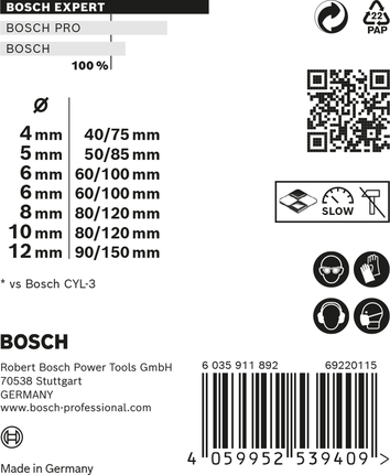 Bosch EXPERT MultiConstruction 드릴 비트 세트 4-12mm 7피스.