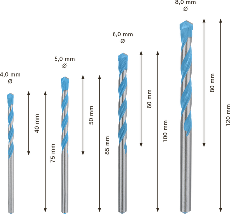 Bosch EXPERT MultiConstruction CYL-9 드릴 비트 세트 4개.