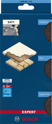 EXPERT S471 표준 샌딩 블록, 26 x 69 x 97mm, 중간, 미세, 초미세, 3피스 Bosch EXPERT S471 샌딩 블록 세트 중간 미세 초미세.