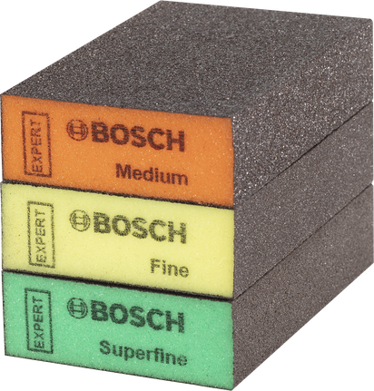 EXPERT S471 표준 샌딩 블록, 26 x 69 x 97mm, 중간, 미세, 초미세, 3피스 Bosch EXPERT S471 샌딩 블록 중간 미세 초미세.