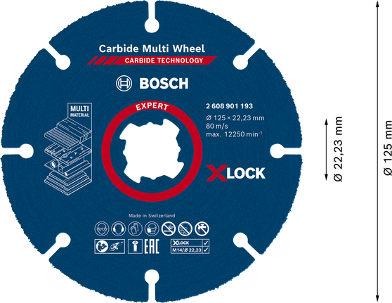 Bosch EXPERT 다중 소재 카바이드 절단 디스크, X-Lock.