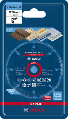 Bosch EXPERT 멀티 머티리얼 카바이드 절단 디스크 76×10 mm.