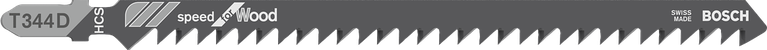 Bosch T344D Speed for Wood 톱날은 목재를 빠르게 절단하는 데 적합합니다.