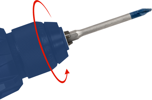 드릴 척이 회전하여 드라이버 비트를 고정합니다.