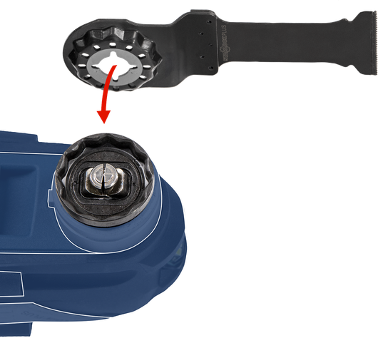 설치를 위해 진동 도구 헤드 부착물을 정렬하고 있습니다.