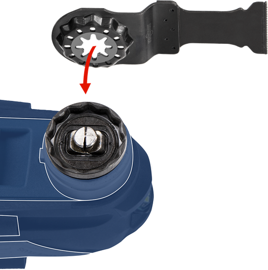 진동 도구 부속품을 도구 헤드에 설치하기 위해 정렬하는 중입니다.