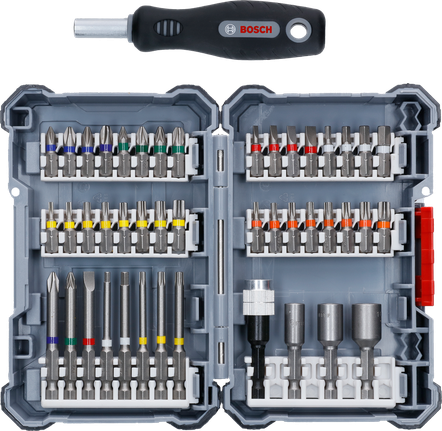 Bosch 32피스 드라이버 및 드릴 비트 세트(케이스 포함).
