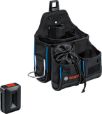 여러 개의 보관 포켓이 있는 Bosch 도구 파우치 세트.