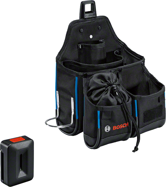 여러 개의 보관 포켓이 있는 Bosch 도구 파우치 세트.