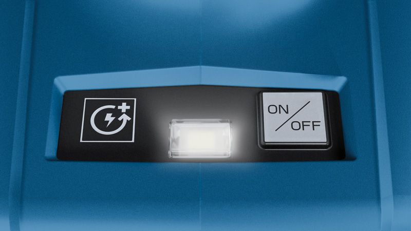 Bosch GTB 18V-45 온/오프 스위치 및 표시 패널.