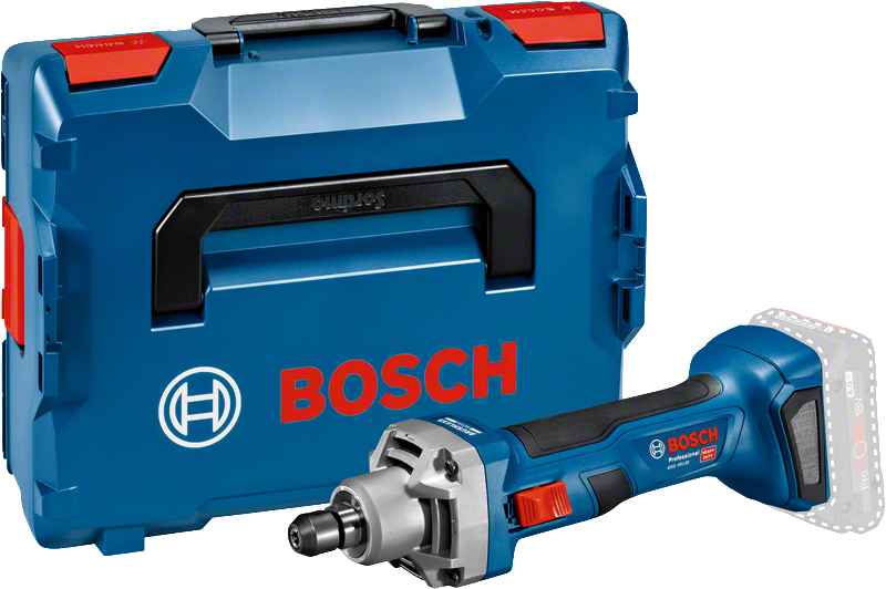 L-Boxx 케이스가 장착된 Bosch GGS 18V-20 무선 스트레이트 그라인더.