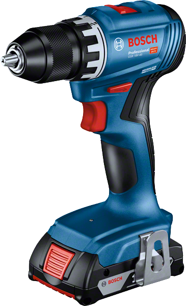 2Ah 배터리가 장착된 Bosch GSR 18V-45 무선 드릴.
