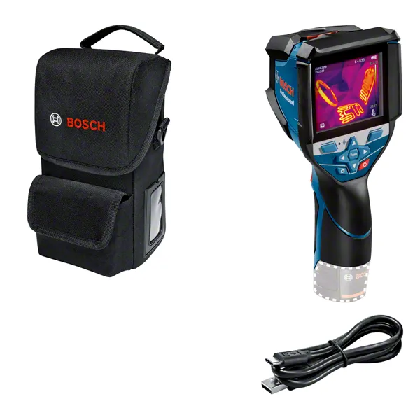 Bosch GTC 600 C 열화상 카메라, 케이스 및 USB 케이블 포함.