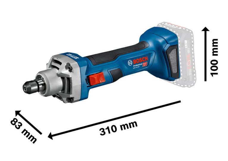 Bosch GGS 18V-20 무선 스트레이트 그라인더, 24,000rpm.