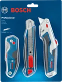 Bosch 칼 세트 3종, 다용도 칼날과 스냅오프 칼날.