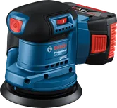 125mm 패드가 장착된 Bosch GEX 185-LI 랜덤 오빗 샌더.