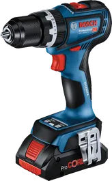 ProCORE 배터리가 장착된 Bosch GSB 18V-90 C 무선 드릴.