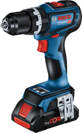 ProCORE 배터리가 장착된 Bosch GSB 18V-90 C 무선 드릴.
