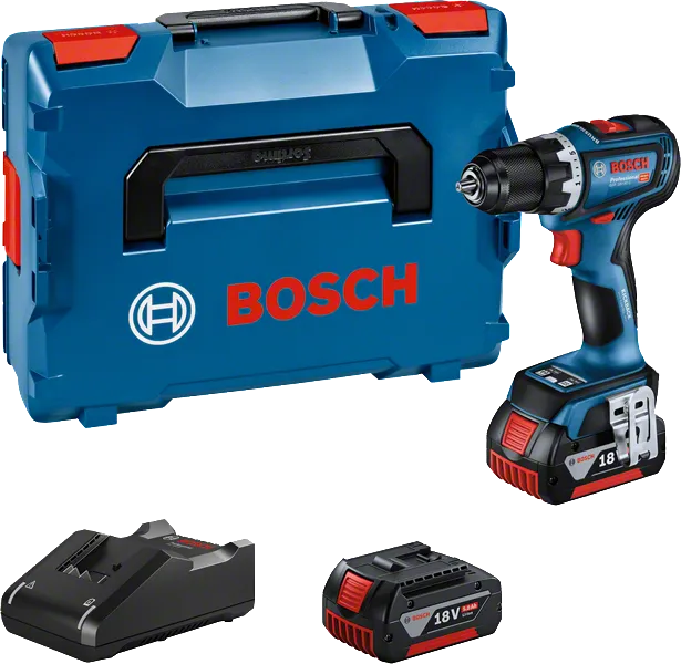 케이스가 포함된 Bosch GSR 18V-90 C 무선 드릴 세트.