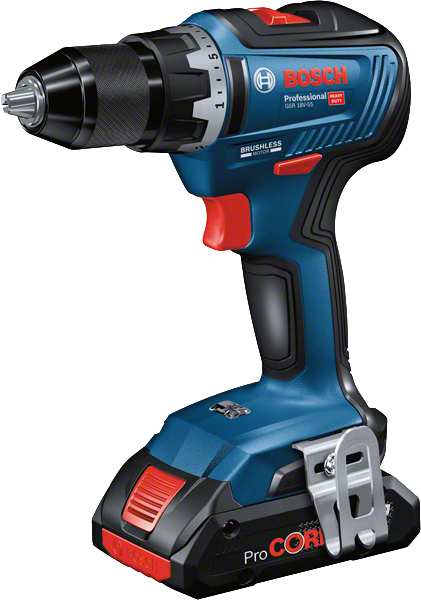 GSR 18V-55 ProCORE 배터리가 장착된 Bosch GSR 18V-55 무선 드릴.