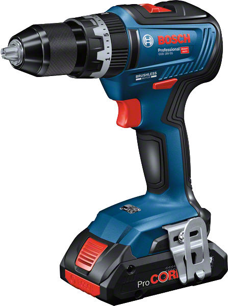 브러시리스 모터가 장착된 Bosch GSB 18V-55 무선 콤비 드릴.