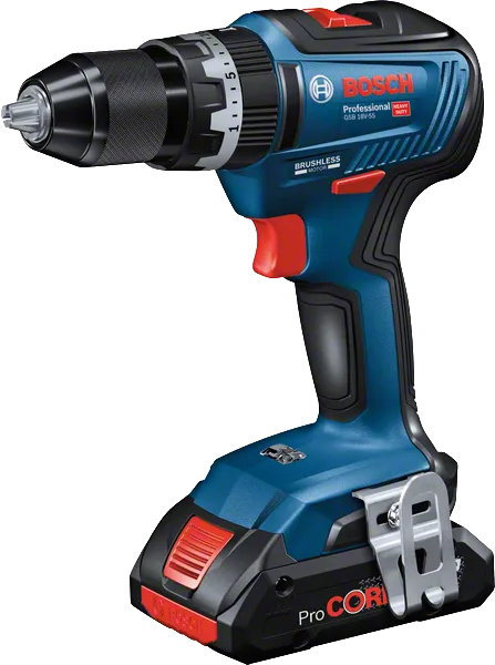 브러시리스 모터가 장착된 Bosch GSB 18V-55 무선 콤비 드릴.