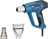 2개의 노즐 부착물이 있는 Bosch GHG 16-50 열풍총.