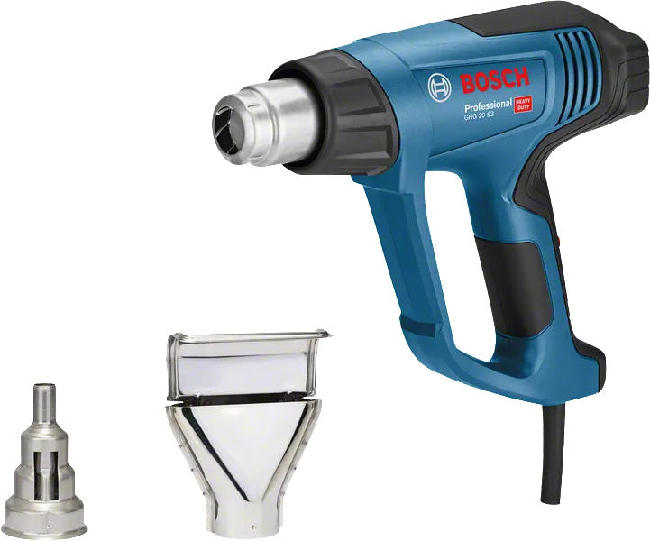 2개의 노즐 부착물이 있는 Bosch GHG 20-63 히트건.