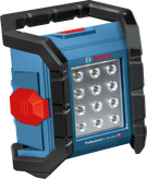 LED 패널이 장착된 Bosch GLI 18V-1200 C 무선 작업 조명.