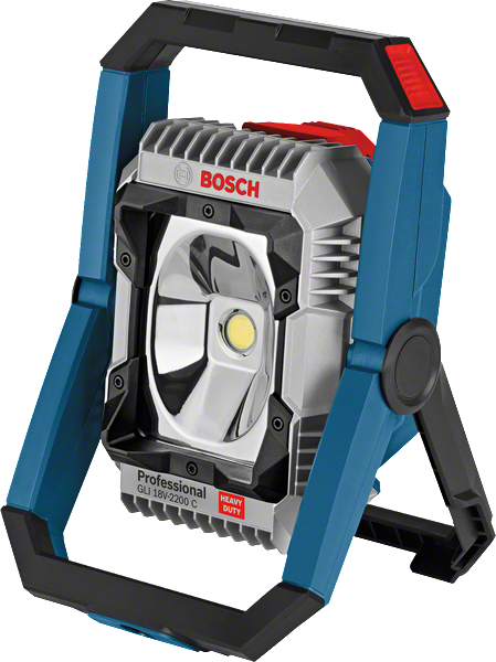 조절식 스탠드가 있는 Bosch GLI 18V-2200 C LED 작업 조명.