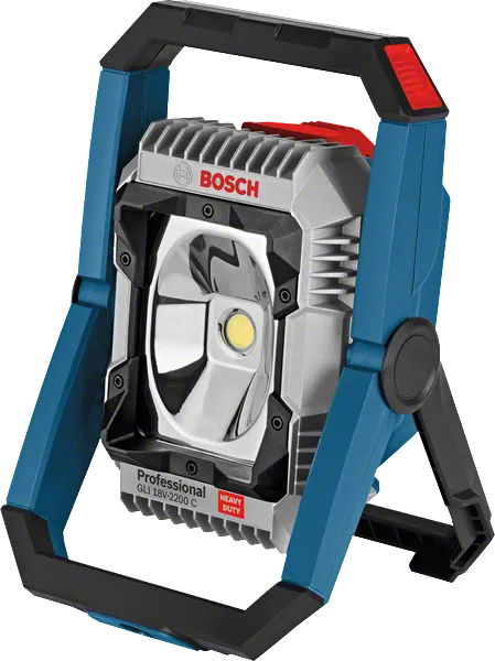 조절식 스탠드가 있는 Bosch GLI 18V-2200 C LED 작업 조명.