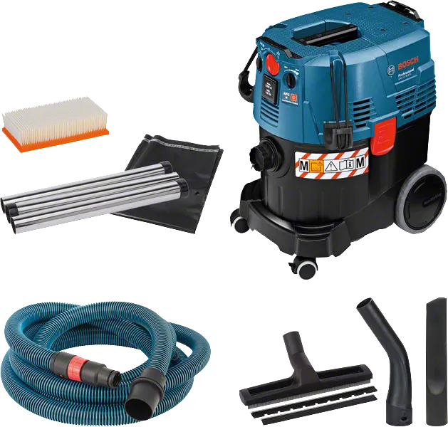 Bosch GAS 35 M AFC 습식 및 건식 진공 청소기(액세서리 포함).
