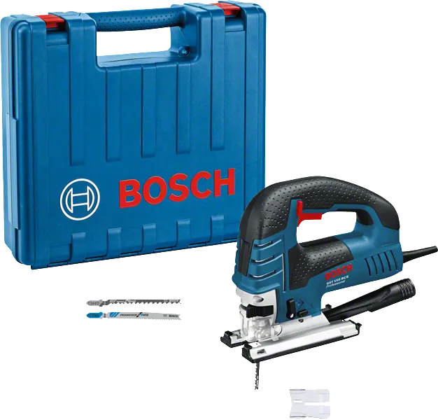 Bosch GST 150 BCE 퍼즐 톱과 휴대용 케이스.