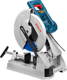 조절식 받침대가 있는 Bosch 금속 절단 톱.