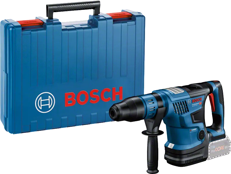 케이스가 있는 Bosch GBH 18V-36 C 로터리 해머.