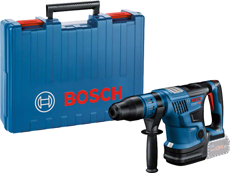 케이스가 있는 Bosch GBH 18V-36 C 로터리 해머.
