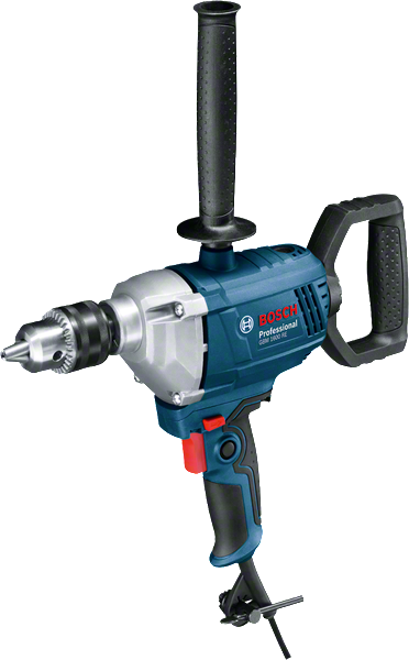 Bosch GBM 1600 RE 드릴, 인체공학적 2개 핸들 디자인.