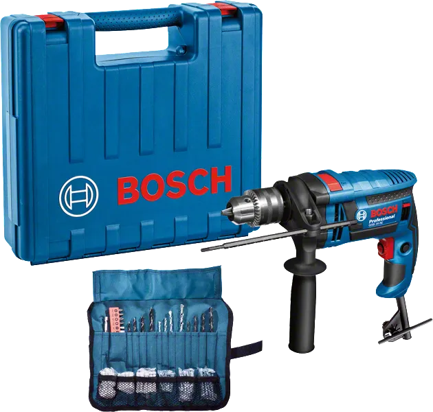 케이스와 액세서리가 포함된 Bosch GSB 16 RE 임팩트 드릴.