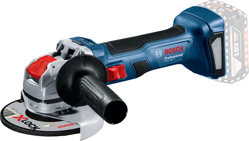 X-LOCK 기능이 탑재된 Bosch GWX 18V-7 무선 각도 그라인더.