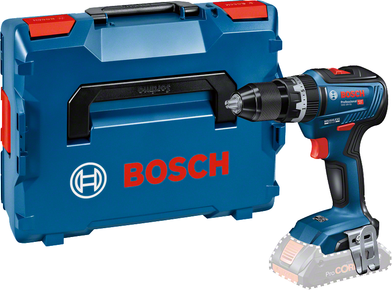 케이스가 포함된 Bosch GSB 18V-55 무선 콤비 드릴.