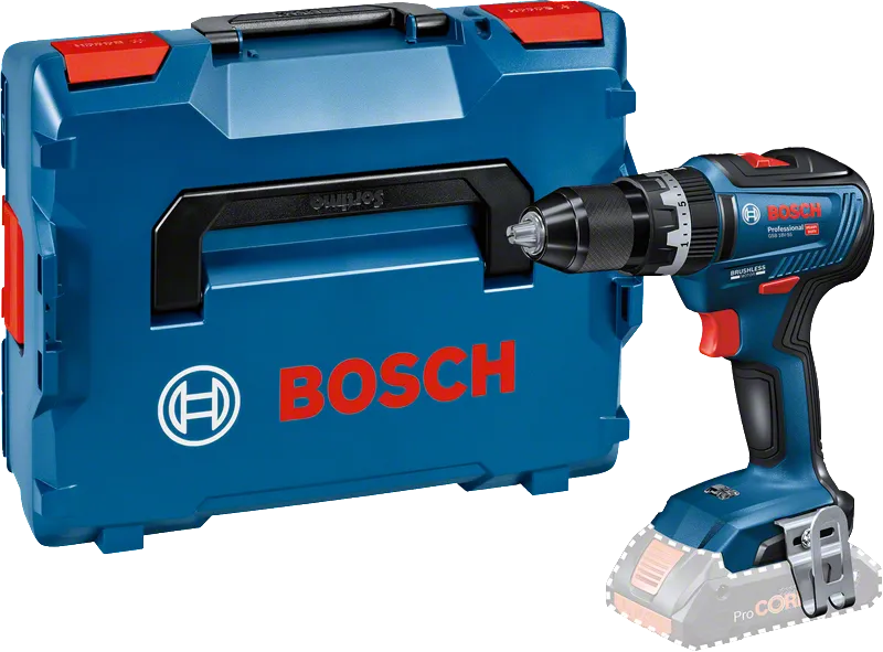 케이스가 포함된 Bosch GSB 18V-55 무선 콤비 드릴.
