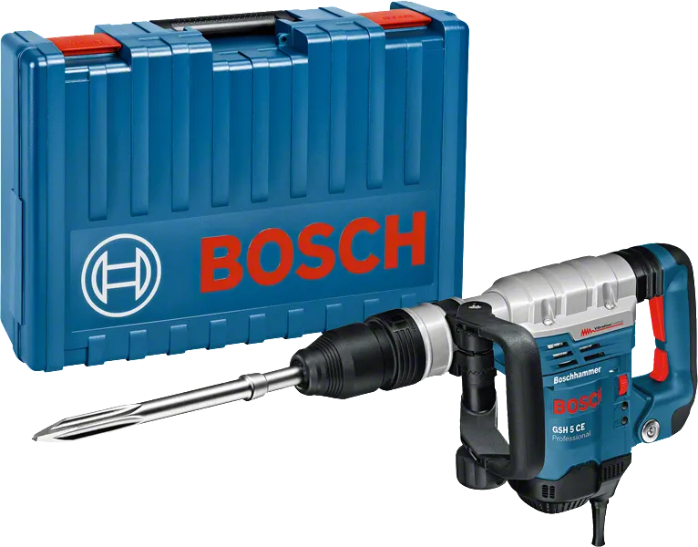 운반 케이스가 포함된 Bosch GSH 5 CE 철거 망치.