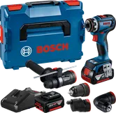 4개의 부착물이 있는 Bosch GSR 18V-90 FC 드릴 세트.