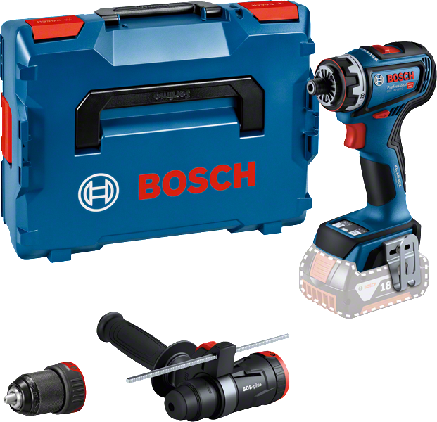 휴대용 케이스가 포함된 Bosch GSR 18V-90 FC 드릴 세트.