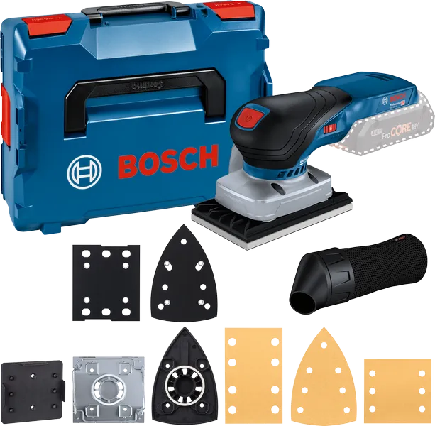 Bosch GSS 18V-13 무선 오비탈 샌더 키트.